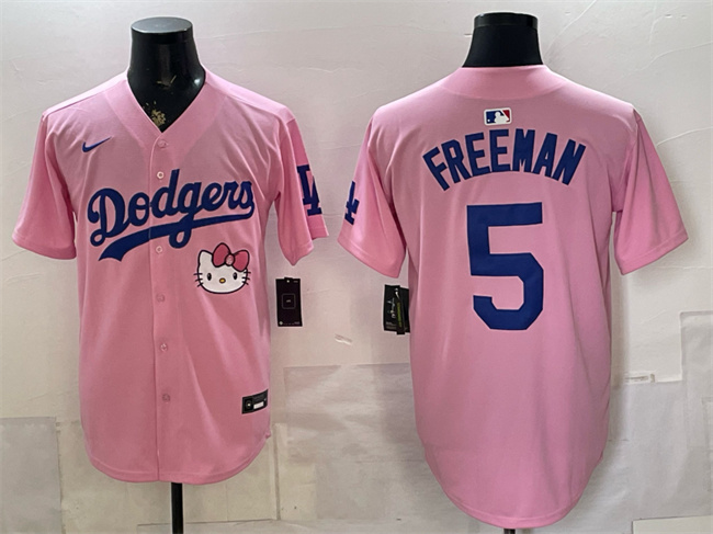 Men's Pink Los Angeles Dodgers #5 Freddie Freeman 2025 Hello Kitty Vapor Limited Stitched Baseball Jersey
